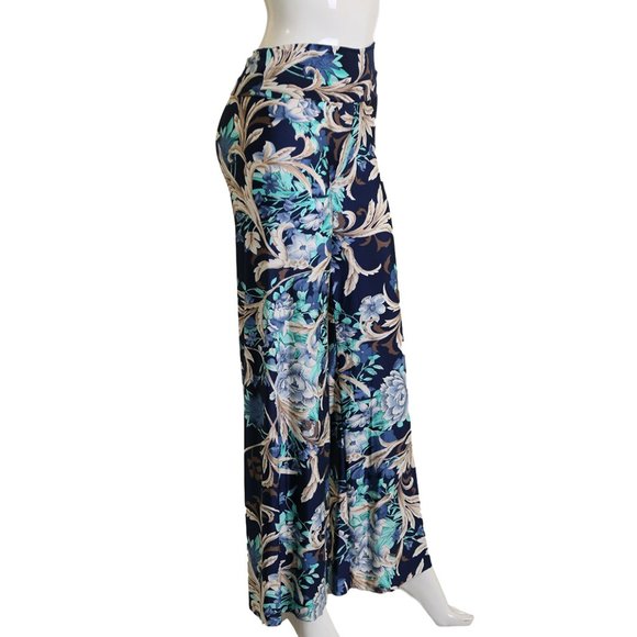 Fold Over Waist Wide Leg Bohemian Palazzo Pants - Picture 4 of 4